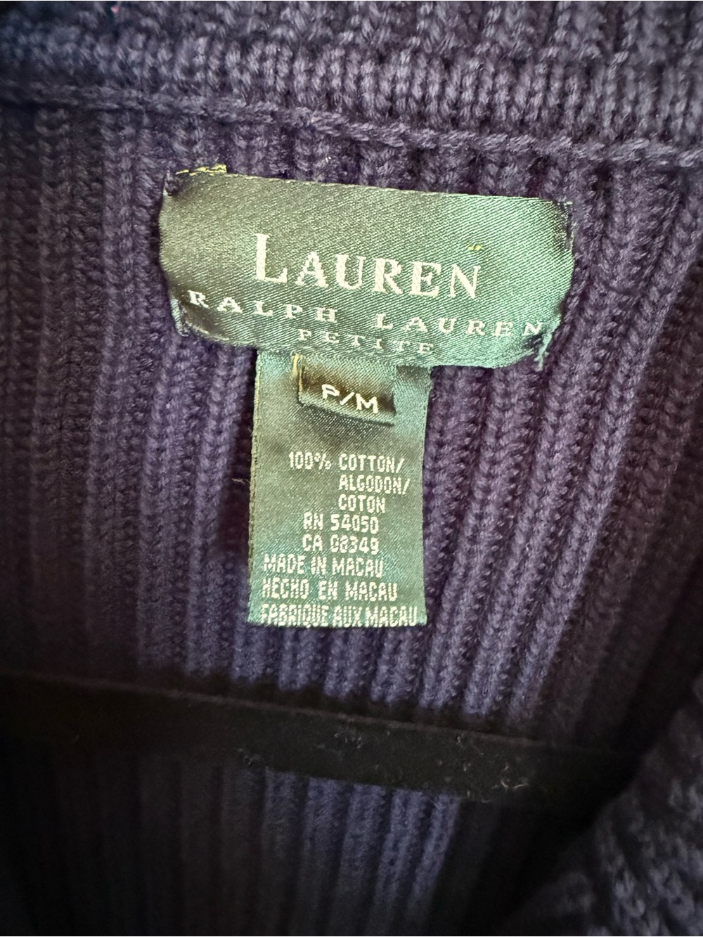 Ralph Lauren Petite Navy Ribbed Knit Cardigan with gold buttons. Size M. EUC. - Picture 4 of 6